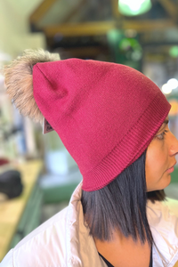 Red Foxtail Cashmere Beanie